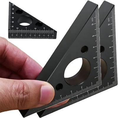 Right Angle Triangle Ruler Aluminum Alloy DIY Pocket Ruler Height Measuring Gauging Woodworking Construction Engineers Gauges