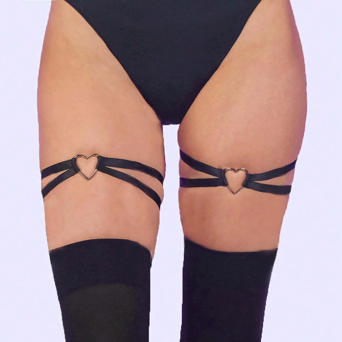 Ladies Elastic Black Leg Ring Adjustable Leg Elastic Band Gothic Decorative Band Daily Couple Party Holiday Clothing Accessories