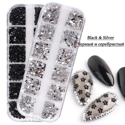 12 Scomparti Lusso Charms 3D per Unghie Borchie Strass per Unghie Gemme Nail Art Strass 3D Artigianato Diamanti Gioielli di Cristallo Pietre