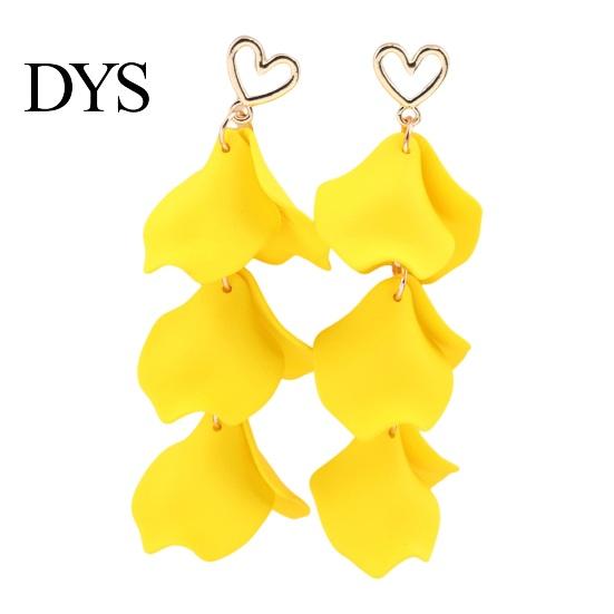 Women Vacation Earrings 1 Pair Hanging Flower Shape Bohemian Style Petal Tassel Hollow Heart Lady Ear Jewelry Prom Beach Dangle Long