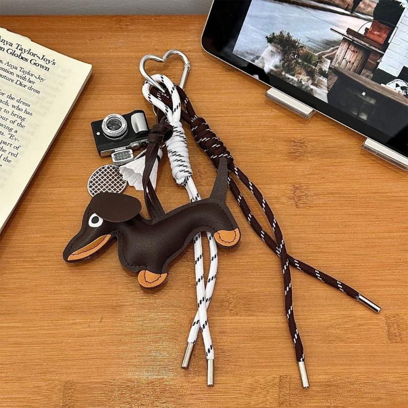 Stylish Dachshund Keychain Pendant Purse Charm For Keys Multipurpose Bag Decoration Feature Alloy Fastener Accent