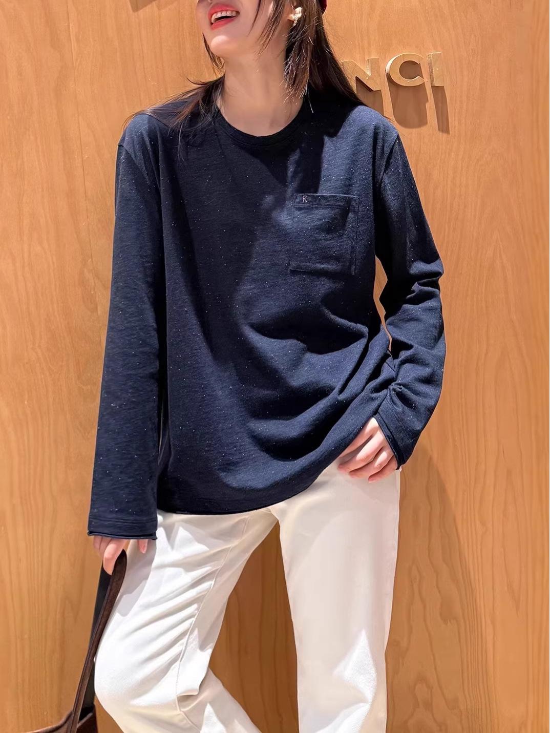 

In Stock! Starry Sheer Long-Sleeve T-Shirt with Raw Edges. Small темно-синий
