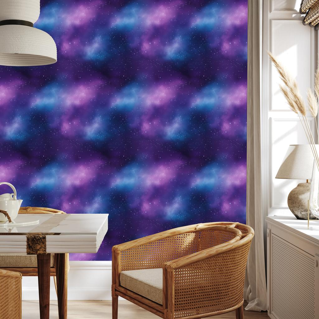 Watercolor Galaxy Wallpaper Blue, Violet, Indigo and Navy Blue 50x1000