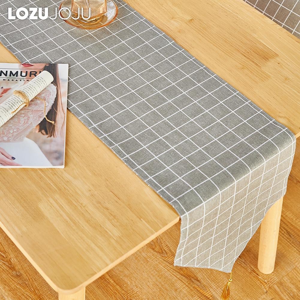 1 STÜCK LOZUJOJU Einfacher und Vielseitiger Schwarz Kariert Bedruckter Baumwollleinen Tischläufer für Esstischdeko Küche für Heimtisch Heimdeko