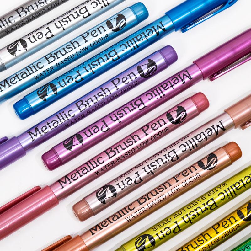 12 Colors Metallic Markers Pens Colors Paint Pens for Black Paper, Glass, Rock Painting, DIY Scrapbook Album Student Stationery