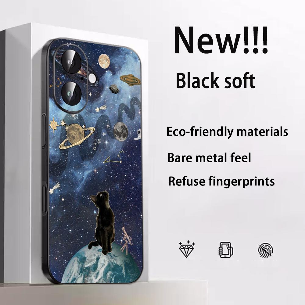 Cat universe cute fashion design Phone Case For iPhone 17 16 e 15 14 13 12 Plus Mini Pro Max Soft black Shockproof Cover