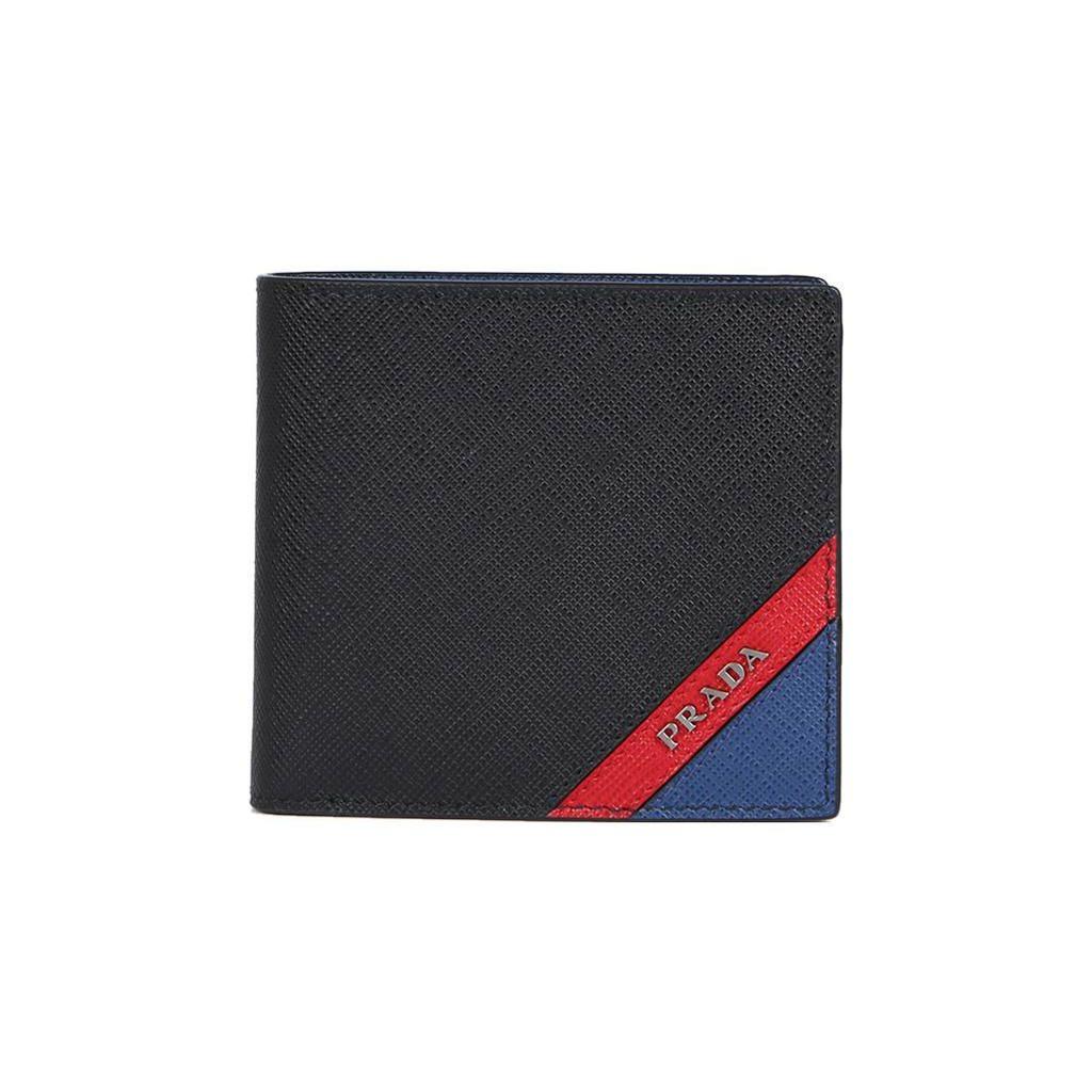Prada Logo Full Card Slot Design Leather Wallet Men Wallets Black Blue 2MO912-2EGO-F0UDN