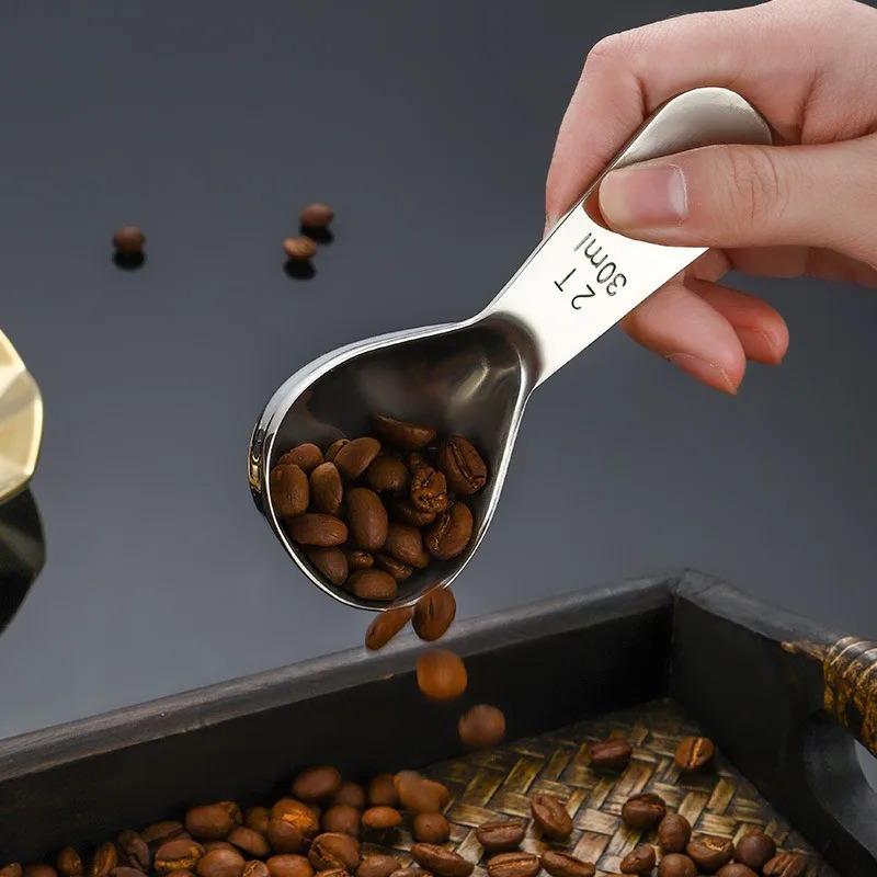 Kaffeelöffel aus Edelstahl Kaffeemesslöffel für gemahlene 15ml/30ml Bohnen Tee Zucker Feine Heim-Barista-Accessoires