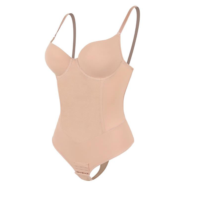 Women Seamless Thong Shapewear Tummy Control Waist Trainer Body Sculpting Shaper Invisible Slimming Underwear with Padded Bra