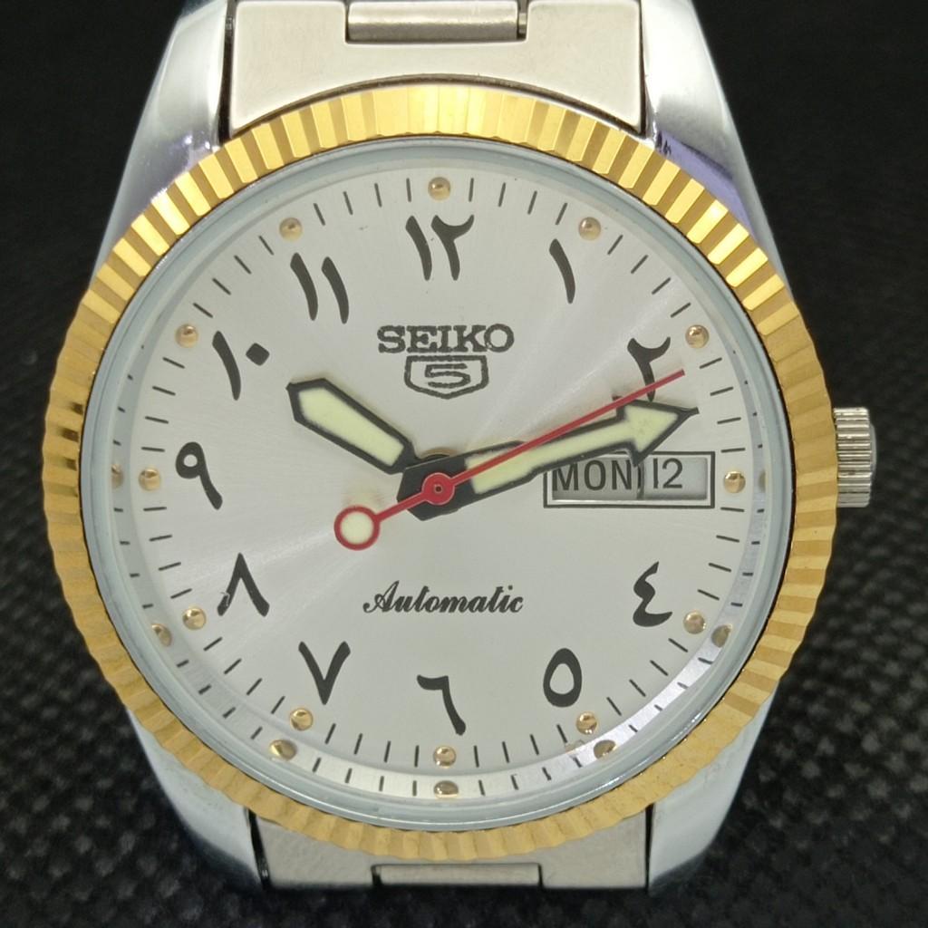 USED SEIKO 5 AUTOMATIC JAPAN MENS RARE GOLDEN MOVEMENT WATCH 575b-a305137-2 SKU575b-a305137