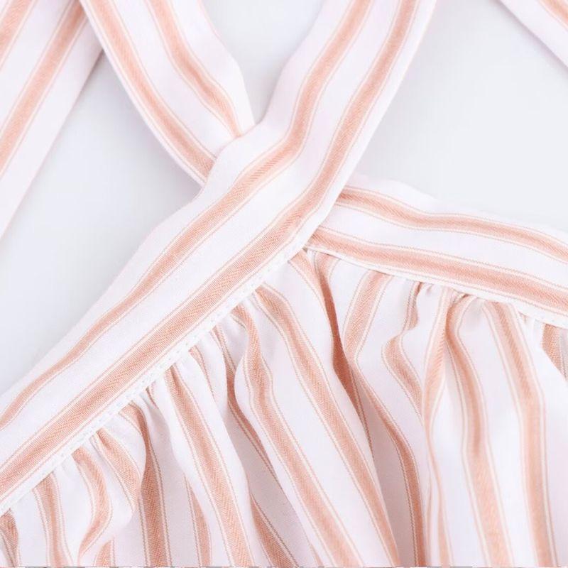 Kaslead New Arrival Women's Clothing Fashion Style Fashion Minimalist Stripes Halterneck Vacation Style Dress