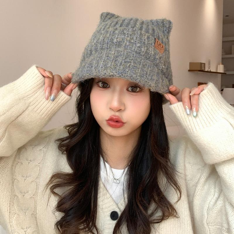 Korean Sweet and Cute Colorful Knitted Baseball Cap Autumn and Winter Fashion Versatile Warm Hat Windproof Ear Protection Head Hat