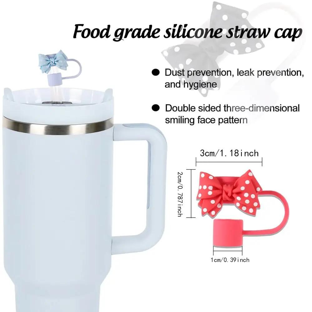 10cm Portable Spotted Bows Straw Tips Covers Good Sealing Dust-Proof Straws Topper Party Supplies Straw Tips Lids