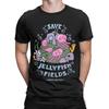 SpongeBobed Save Jellyfish Fields Bikini Bottom T-Shirts for Men Pure Cotton Tee Shirt Short Sleeve T Shirts Summer Clothes