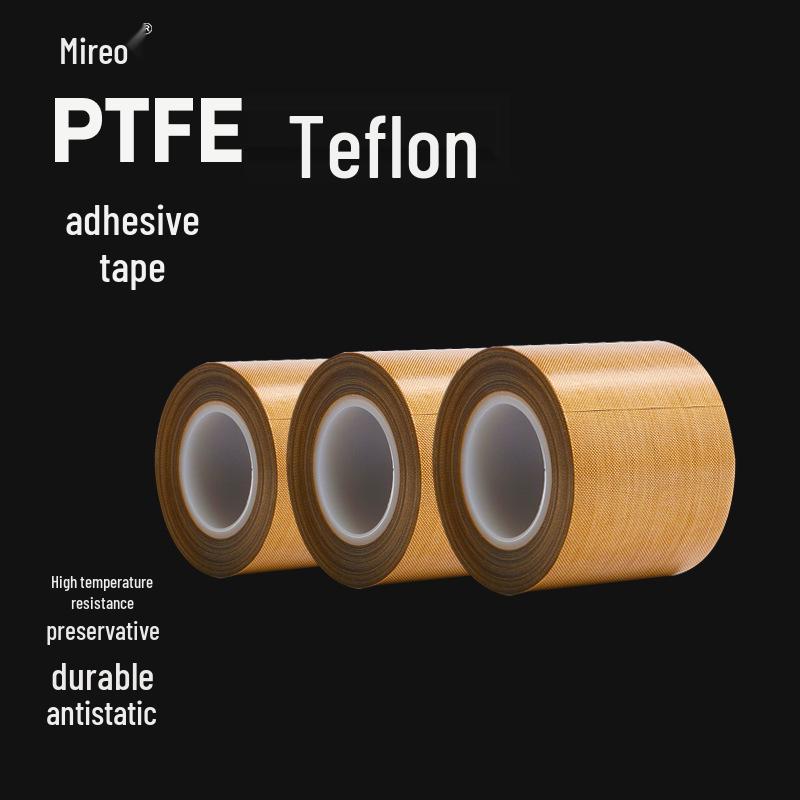 Heat Resistant Non-Stick PTFE Tape: Fireproof, Wear-Resistant, High-Temperature Insulating Adhesive Cloth for Sealing Machines Brown; 0.13mm x 5mm x 10m