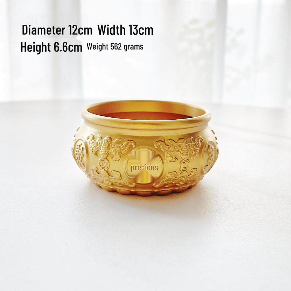 Solid Brass Eight Blessings Double Fish Money Jar