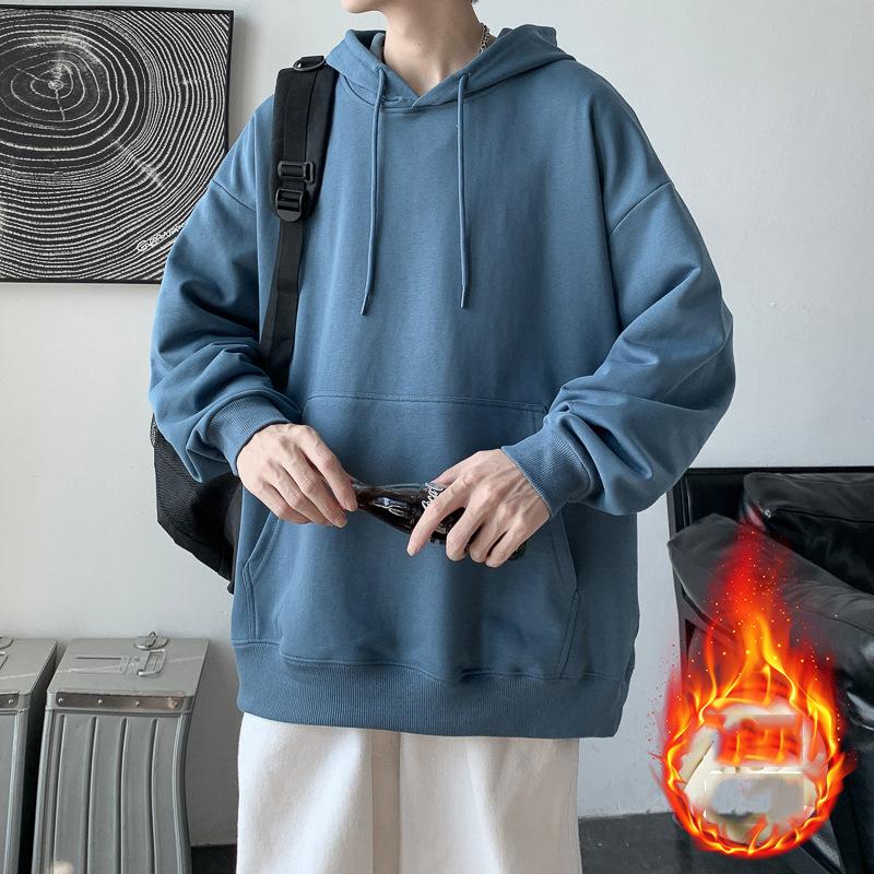 Sweat à capuche décontracté et confortable pour homme, haut ample, couleur unie, pour le sport et le printemps-automne