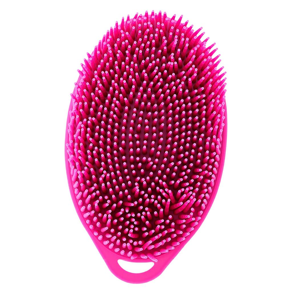 Double Sided Shampoo Brush Exfoliating Massage Silicone Hair Wash Brush with Hanging Hole