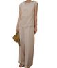 Titibait Wide Pants AFXP4319 Light Size Small Linen-Like Two-Tuck Women's, Beige,