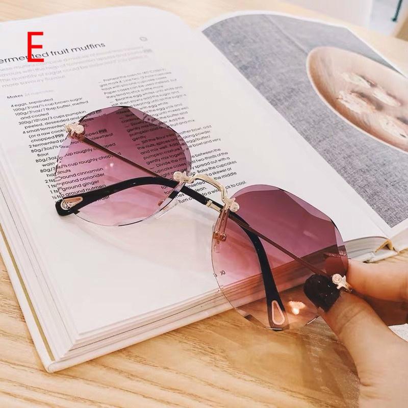 Rimless Sunglasses Women Luxury Trimming Gradient Shades Sun Glasses Ladies Vintage Framless Eyewear UV400
