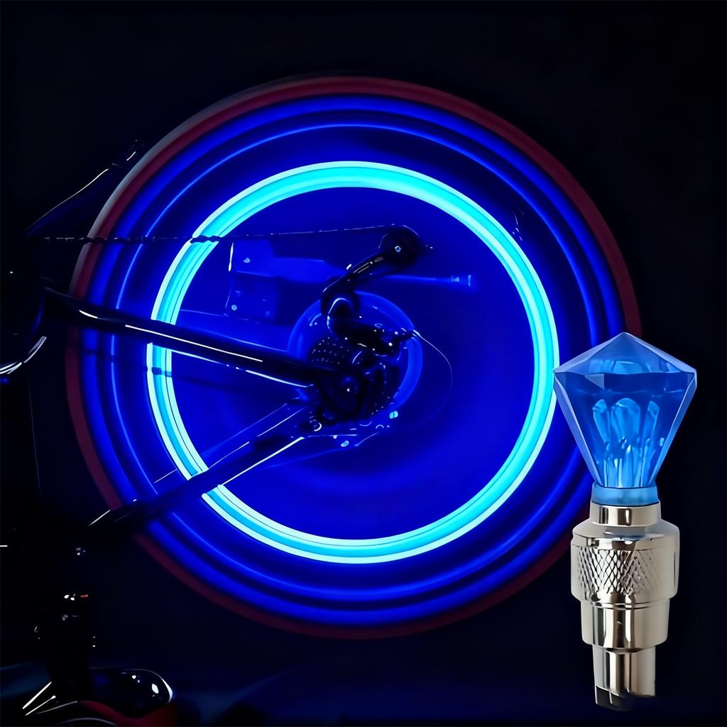 8 Stück Fahrrad Auto Vorbaukappe LED Licht, Wasserabweisende Motorrad Rad Reifen Licht Lampe ( Form, Blau)