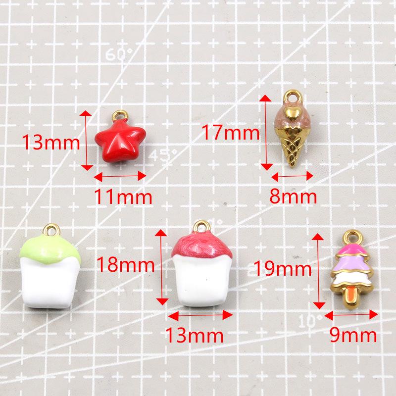 Gold Enamel Stainless Steel Ice Cream Star DIY Jewelry Accessories