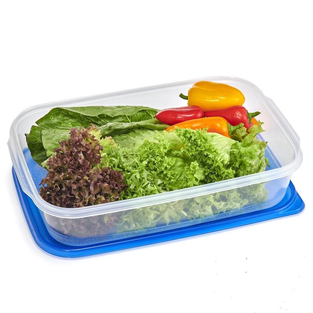 2 Pack Stackable Food Storage Containers BPA Free Rectangular Meal Prep Containers Clear Lids Ideal Fridge Pantry Organization