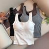 Canotta senza maniche in modal con spalline regolabili e reggiseno imbottito integrato - Canotta sexy da indossare come strato di base
