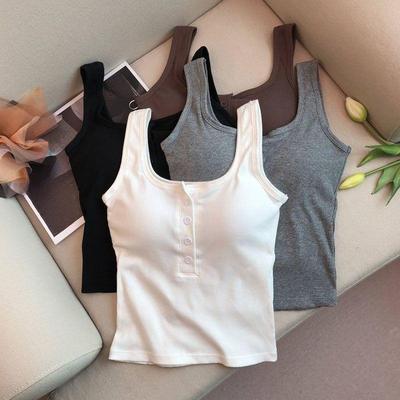 Sleeveless Modal Cami Top with Adjustable Straps and Built-in Bra Pad - Sexy Base Layer Vest