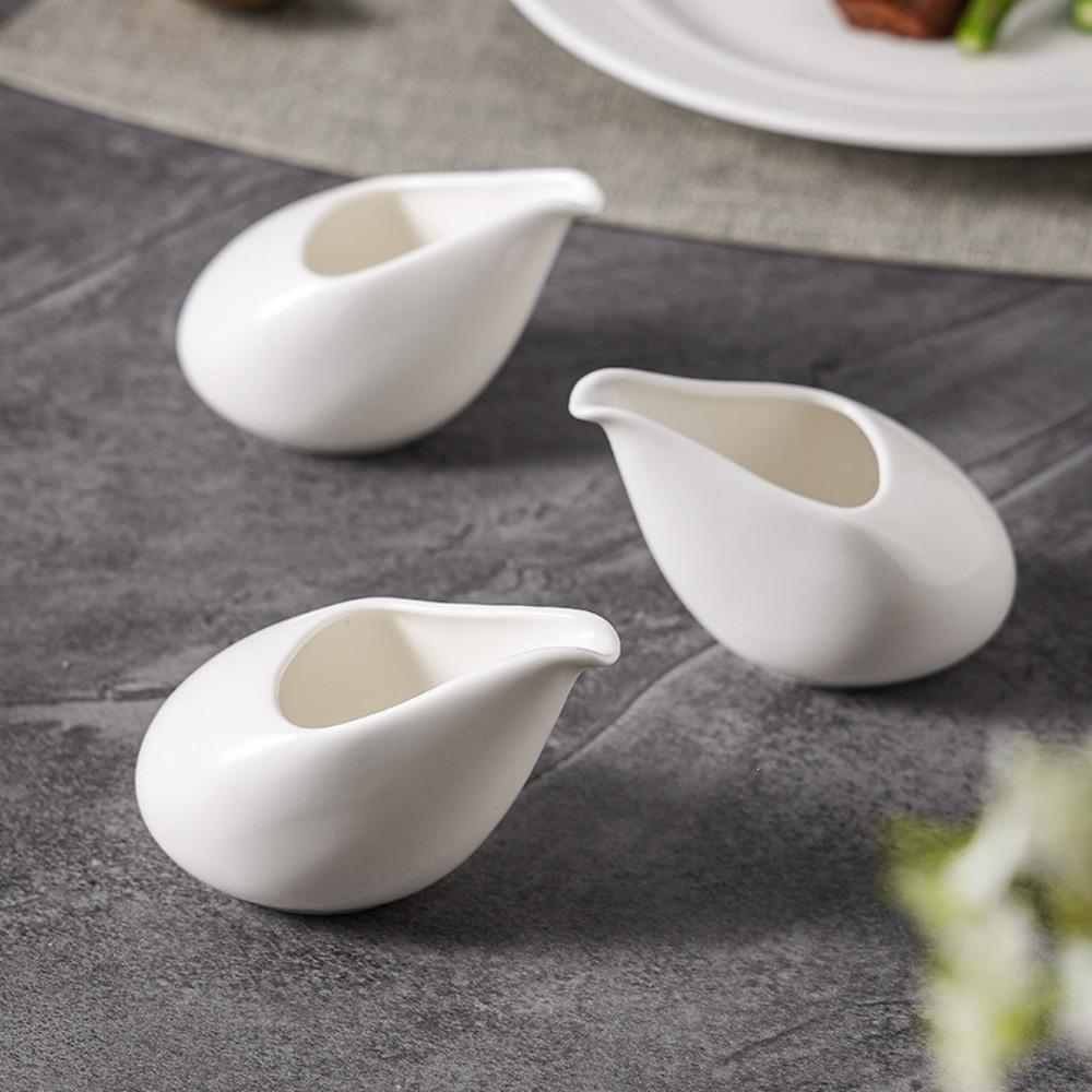 2 Piece Glazed Surface Gravy Boats Tip Spout Sauce Dispenser Steak Juice Bucket Afternoon Tea
