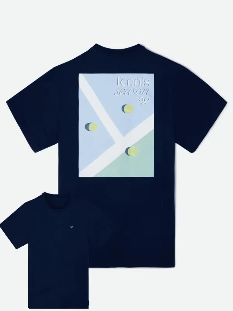 

Silbon 2025 Summer Tennis Season Cotton T Shirt Men s Women s Classic Print Cotton Casual Round Neck Short Sleeve Unisex Tee XL