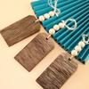 12Pieces Customizable Wood Nameplates Christmas Stocking Hanging Name Tagged with Wood Beads for DIY Home Decorations