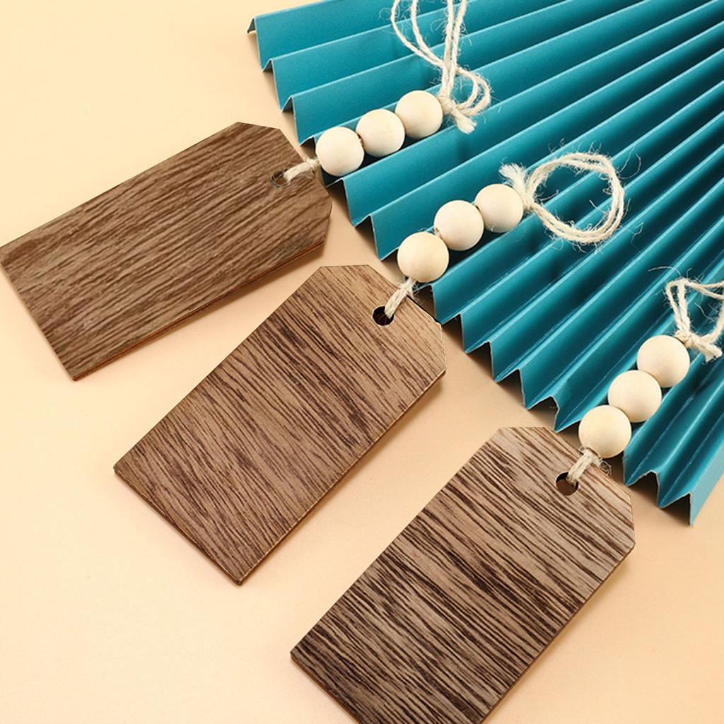 12Pieces Customizable Wood Nameplates Christmas Stocking Hanging Name Tagged with Wood Beads for DIY Home Decorations