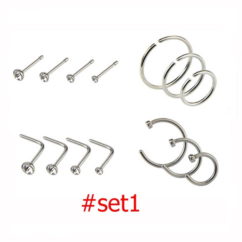 Buy Mixed Nose Studs Screw Ring Nose Ring Set Women Girl Colorful