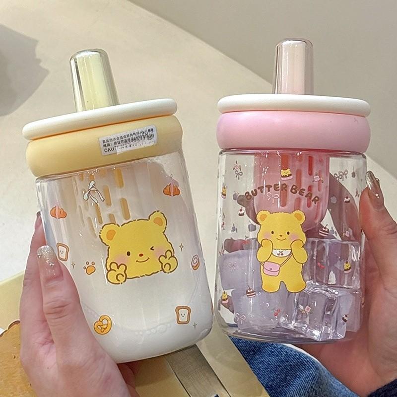 Cute Bear Plastic Water Bottle For Kids With Large Capacity And Leakproof Lid