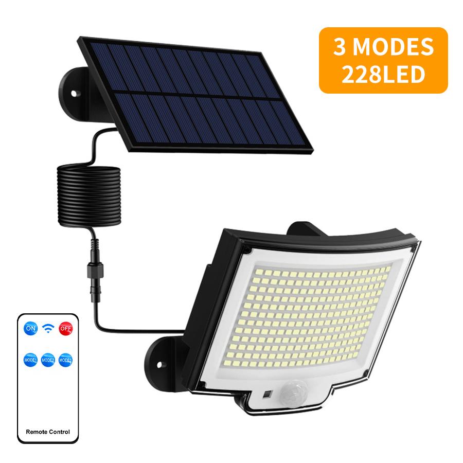 

228 светодиодов уличные солнечные светильники светодиодный настенный светильник Foco с питанием от солнечного света датчик движения пульт дистанционного управления садовое уличное охранное освещение