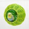 Imitation Rattan Weave Spherical Bird Breeding Nest Ventilated Hangable Bird Cage Summer Cool Breathable Parrot House Garden
