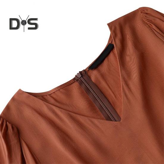 Rochie de primăvară de toamnă pentru femei, cu gât rotund, cu decolteu în V, cu mâneci lungi plisate, culoare uni, rochie maxi pentru întâlniri, vacanță, leagăn mare