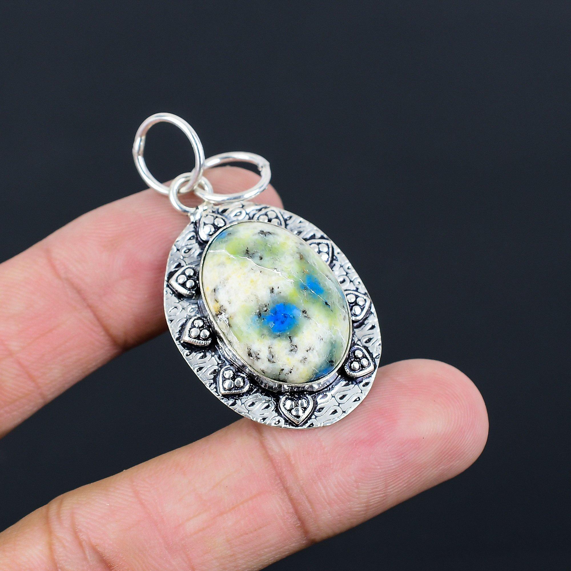

Sterling Silver Oval K2 Jasper Stone Sister Handcrafted Artisan Pendant Jewelry
