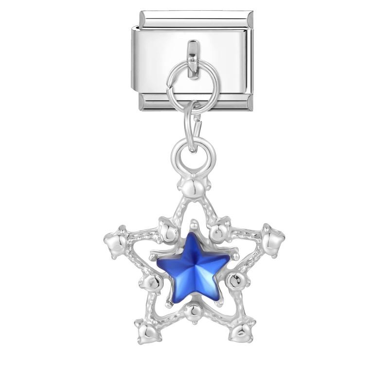 Women Fashion Zircon Star Butterfly Golden Heart Tassel Chain Italian Charms Fit 9mm Stainless Steel Bracelet DIY Jewelry Gift