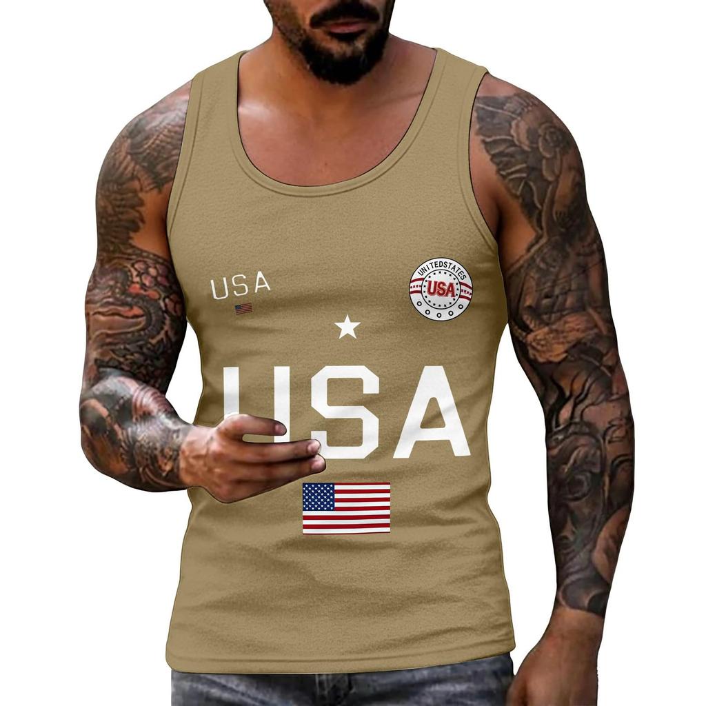 Men 4th Of Shirts USA Muscle Sleeveless Shirt Patriotic Tank Tops