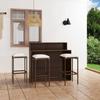 Garden Bar Set - vidaXL - Brown - Woven Resin - Powder-coated Steel - Comfortable Cushions