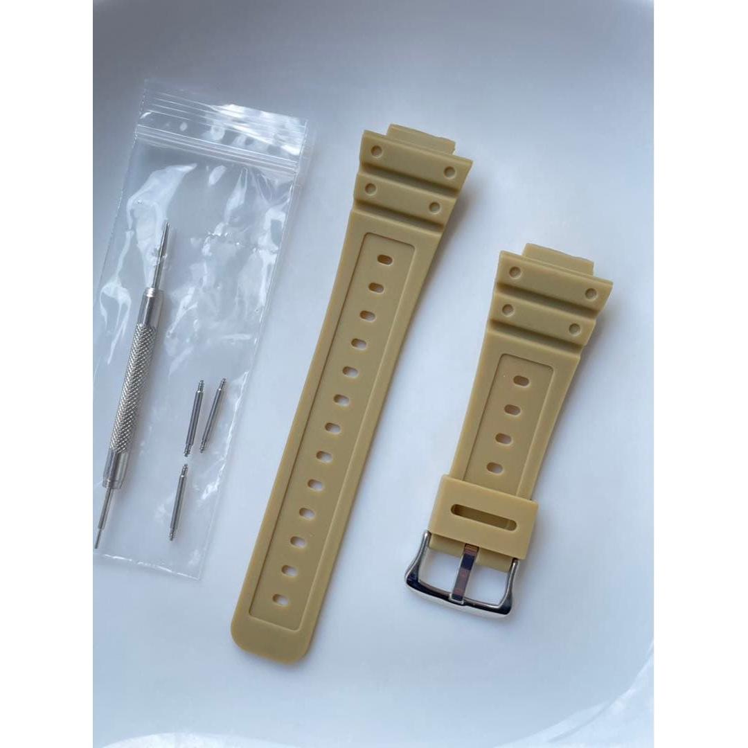 NewG-SHOCK compatible replacement rubber belt khaki beige (spring bar and tools included)