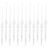 12pcs Transparent Snowflakes Ice Strip Pendants Xmas Tree Hanging Ornaments  Wedding Supplies