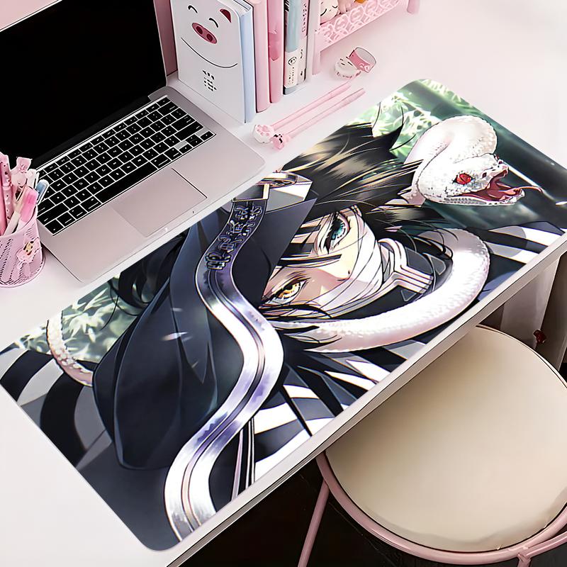 Mouse Pad Office PC Accessories Keyboard Mat Anime Pattern Antislip Rubber Mousepad Gamer Ddemon Slayer Obanai Iguro Desk Mat