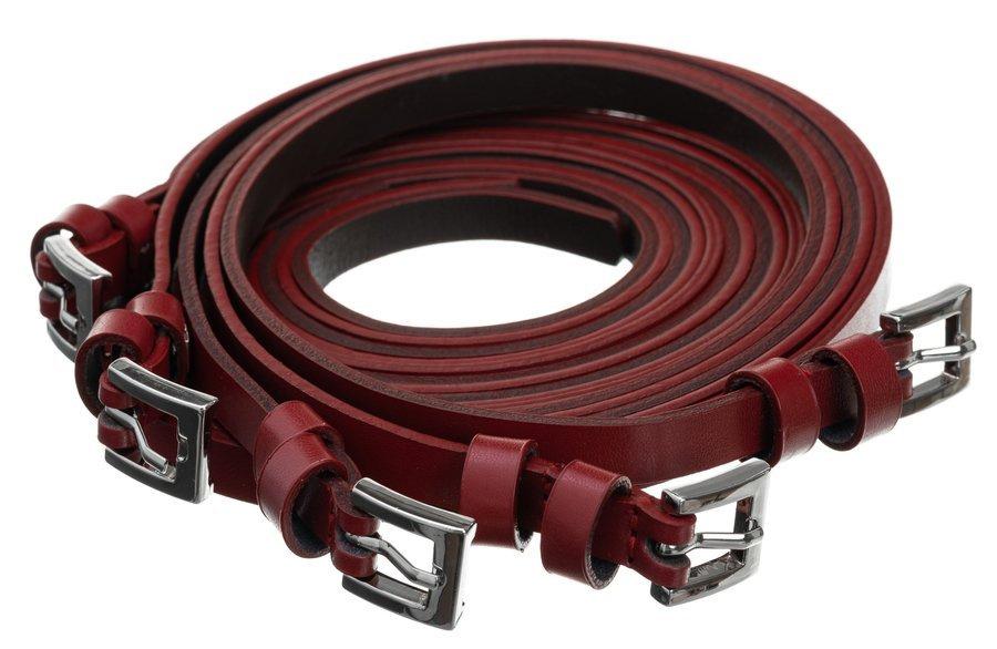 Classic, narrow women's belt with a silver metal buckle