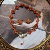 Vintage Natural Stone Antique Classic Southern Red Agate Double-layer Necklace and Bracelet Set