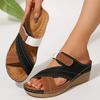 Fashion Fashion Contrast Color Wedge Sandals Women Casual Cross Strap Platform High Heel Slippers Woman Comfortable Summer Beach Slides
