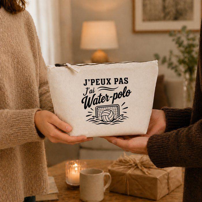 Trousse de toilette - PLANETEE - J’peux pas j’ai Water‑polo (minimaliste) - Beige - 100% coton - 3 L