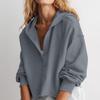 Damen Einfarbig Lockerer Kapuzenpullover V-Ausschnitt Oberteil Pullover Langarmshirt